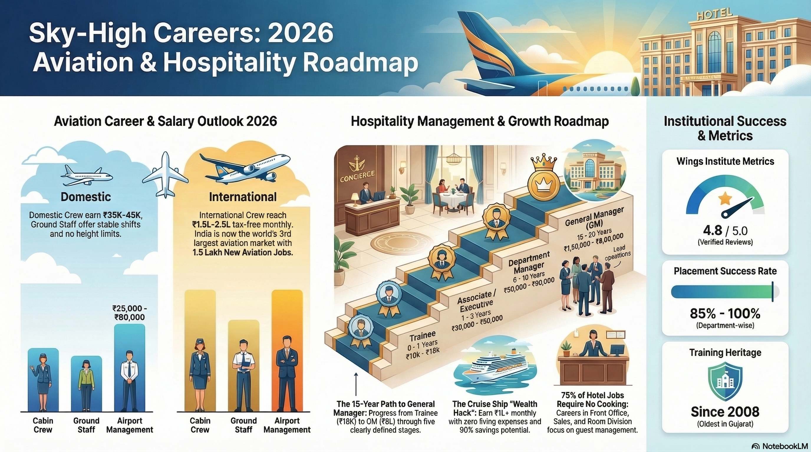 Hospitality Management Career Path 2026: From Entry Level to General Manager - Hotel Mgmt career guide from Wings Institute Vadodara Gujarat